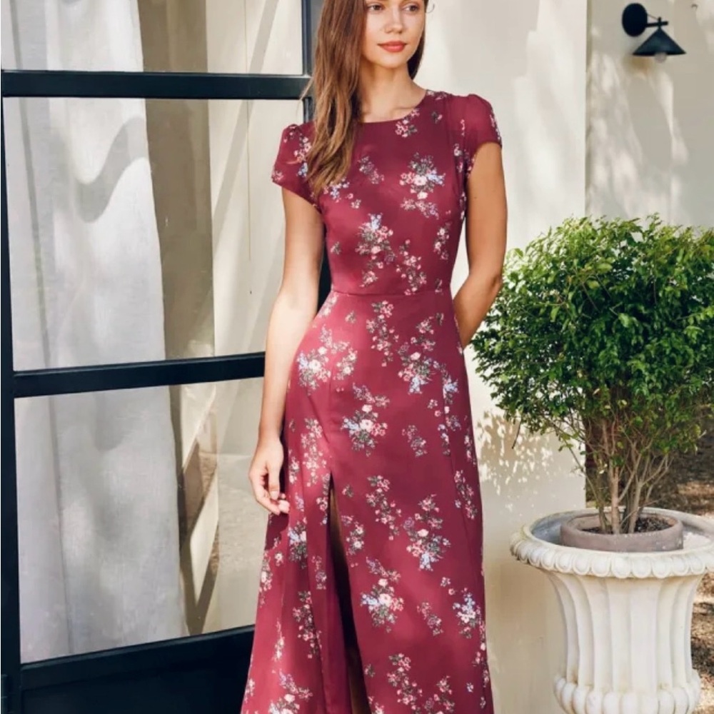 Reformation Gavin Dress Rosaline Red Floral 2